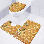Bees And Honeycomb Print 3 Piece Bath Mat Set