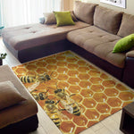 Bees And Honeycomb Print Area Rug