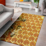Bees And Honeycomb Print Area Rug