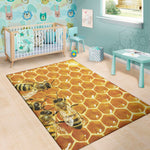 Bees And Honeycomb Print Area Rug