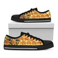 Bees And Honeycomb Print Black Low Top Sneakers