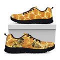 Bees And Honeycomb Print Black Running Shoes