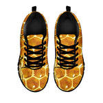 Bees And Honeycomb Print Black Sneakers