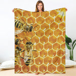 Bees And Honeycomb Print Blanket