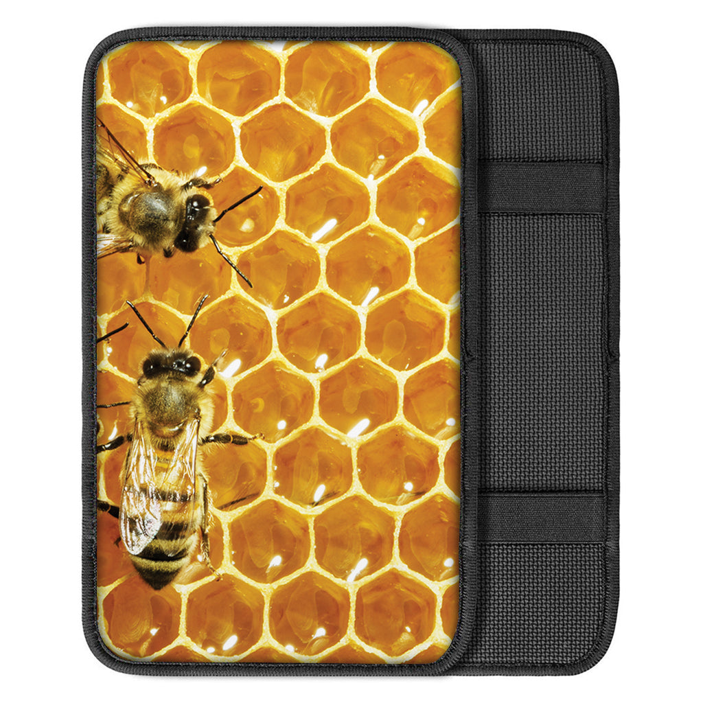 Bees And Honeycomb Print Car Center Console Cover