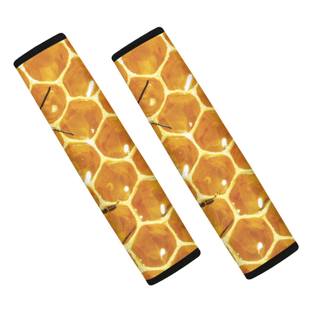 Bees And Honeycomb Print Car Seat Belt Covers