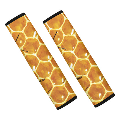 Bees And Honeycomb Print Car Seat Belt Covers