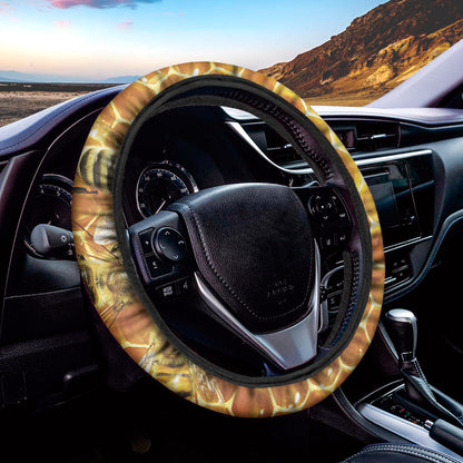 Bees And Honeycomb Print Car Steering Wheel Cover