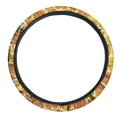 Bees And Honeycomb Print Car Steering Wheel Cover