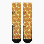 Bees And Honeycomb Print Crew Socks