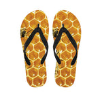 Bees And Honeycomb Print Flip Flops