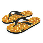 Bees And Honeycomb Print Flip Flops