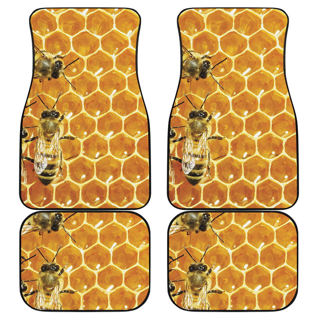 Bees And Honeycomb Print Front and Back Car Floor Mats