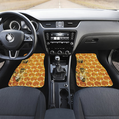 Bees And Honeycomb Print Front and Back Car Floor Mats