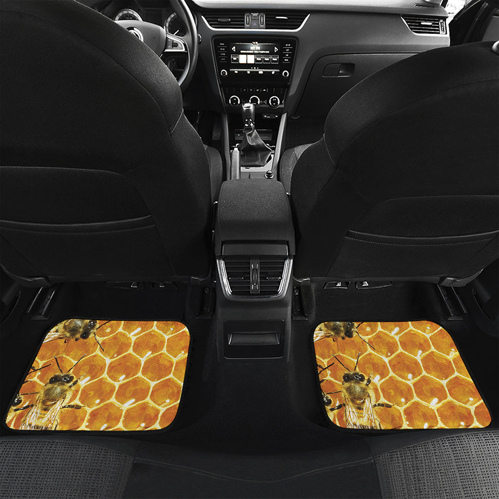 Bees And Honeycomb Print Front and Back Car Floor Mats