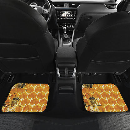 Bees And Honeycomb Print Front and Back Car Floor Mats