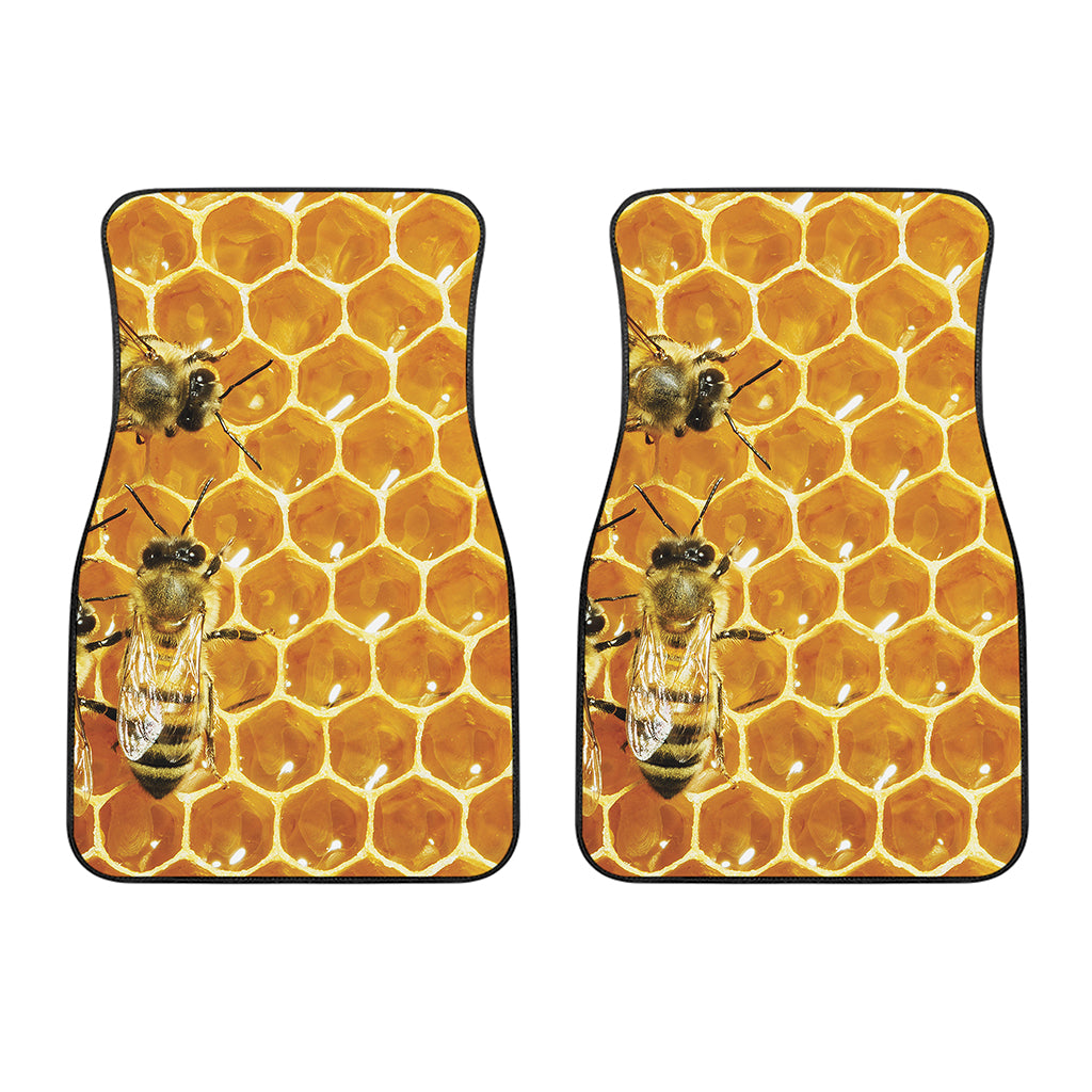 Bees And Honeycomb Print Front Car Floor Mats