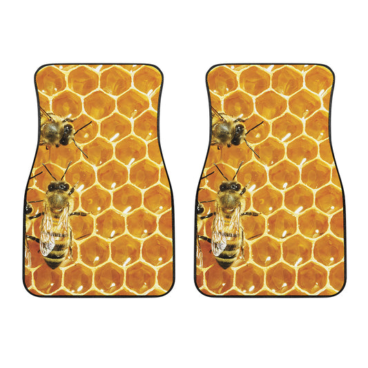 Bees And Honeycomb Print Front Car Floor Mats
