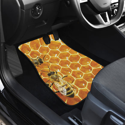 Bees And Honeycomb Print Front Car Floor Mats