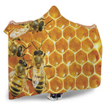 Bees And Honeycomb Print Hooded Blanket
