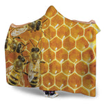 Bees And Honeycomb Print Hooded Blanket