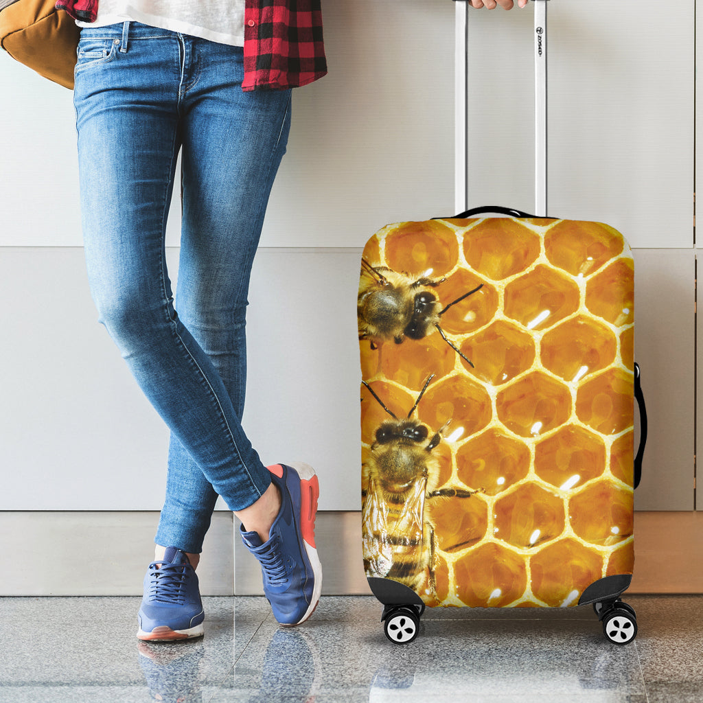 Bees And Honeycomb Print Luggage Cover