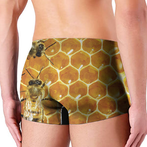 Bees And Honeycomb Print Men's Boxer Briefs