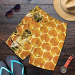 Bees And Honeycomb Print Men's Shorts