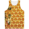 Bees And Honeycomb Print Men's Tank Top