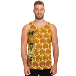 Bees And Honeycomb Print Men's Tank Top