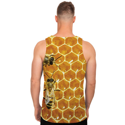 Bees And Honeycomb Print Men's Tank Top