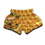 Bees And Honeycomb Print Muay Thai Boxing Shorts