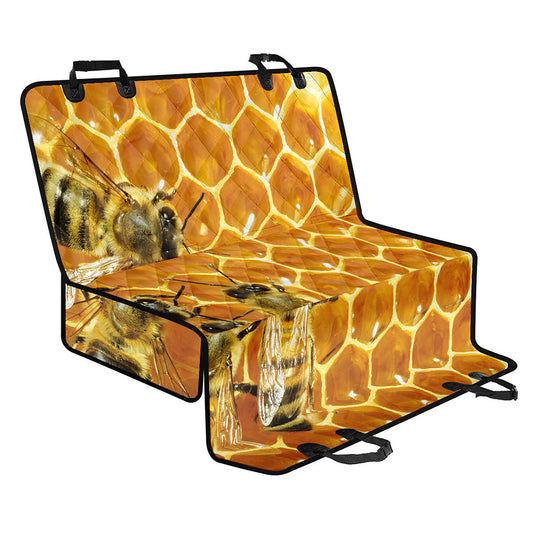 Bees And Honeycomb Print Pet Car Back Seat Cover