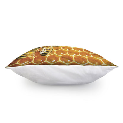 Bees And Honeycomb Print Pillow Cover