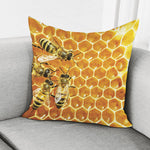 Bees And Honeycomb Print Pillow Cover