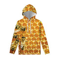 Bees And Honeycomb Print Pullover Hoodie