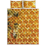 Bees And Honeycomb Print Quilt Bed Set