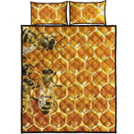 Bees And Honeycomb Print Quilt Bed Set