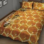 Bees And Honeycomb Print Quilt Bed Set