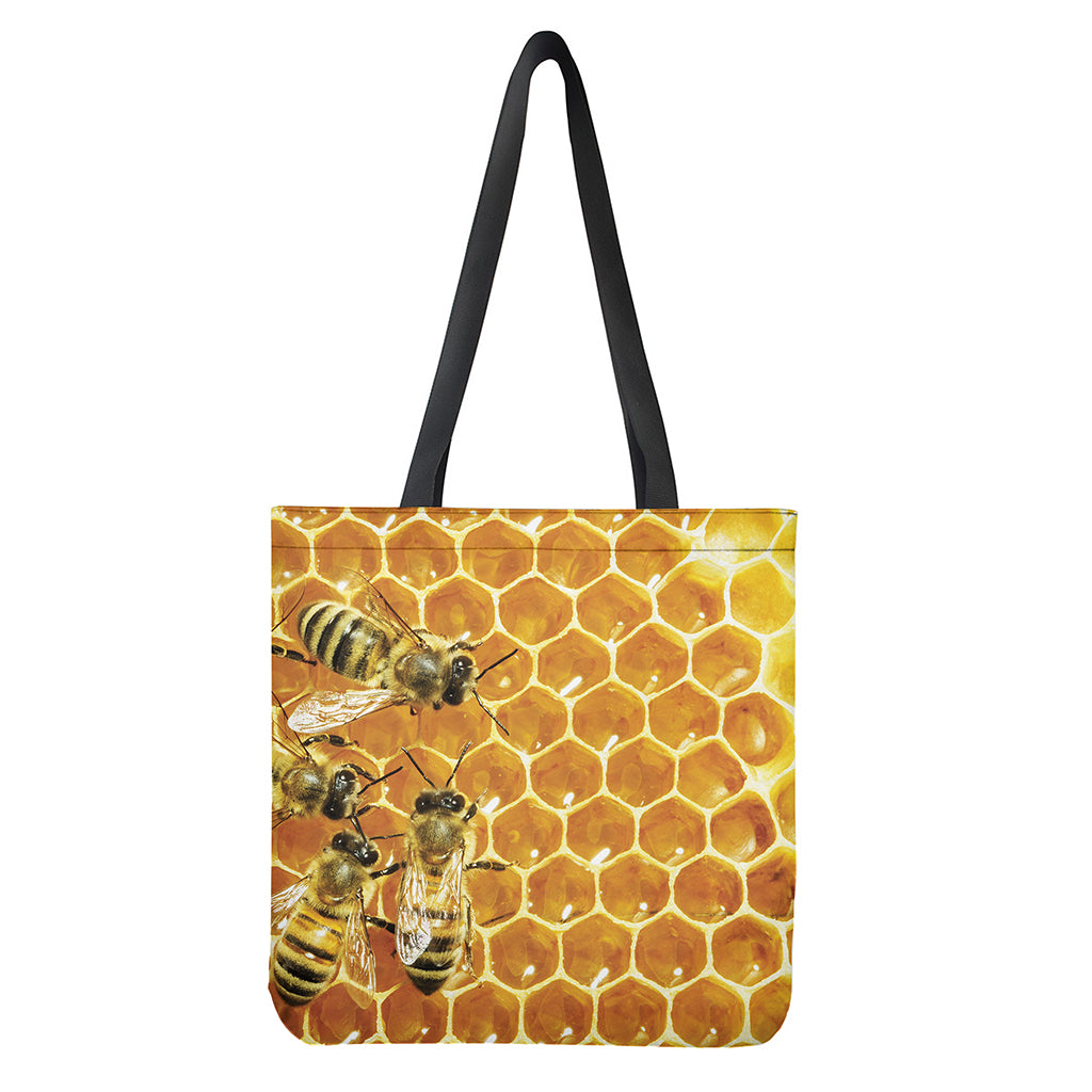 Bees And Honeycomb Print Tote Bag