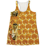 Bees And Honeycomb Print Women's Racerback Tank Top