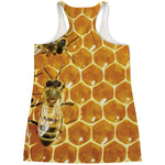 Bees And Honeycomb Print Women's Racerback Tank Top