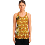 Bees And Honeycomb Print Women's Racerback Tank Top