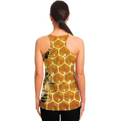 Bees And Honeycomb Print Women's Racerback Tank Top