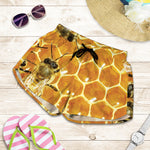 Bees And Honeycomb Print Women's Shorts
