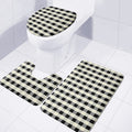 Beige And Black Buffalo Check Print 3 Piece Bath Mat Set