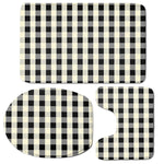 Beige And Black Buffalo Check Print 3 Piece Bath Mat Set