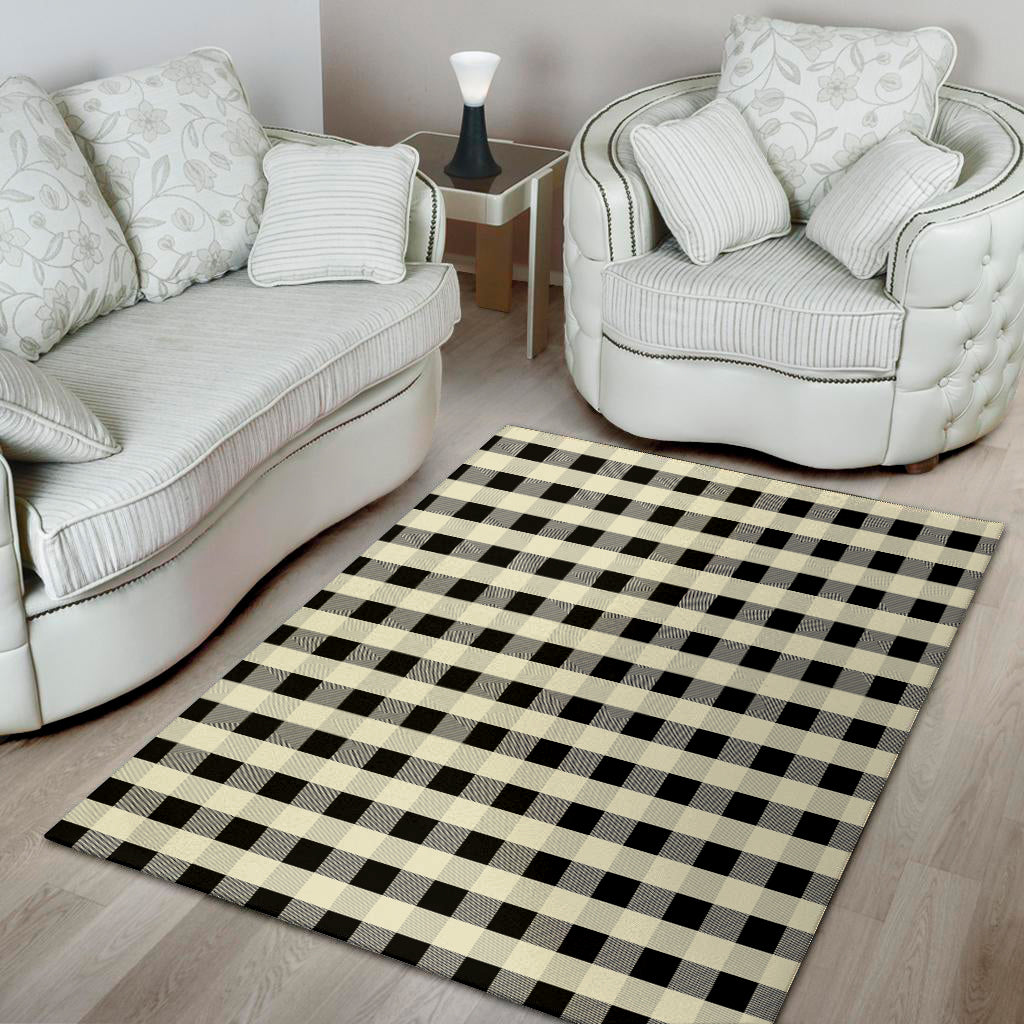 Beige And Black Buffalo Check Print Area Rug