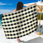 Beige And Black Buffalo Check Print Beach Sarong Wrap