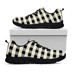 Beige And Black Buffalo Check Print Black Sneakers